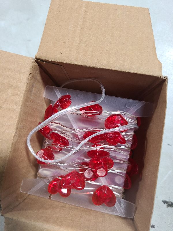 Photo 1 of 10FT Red Heart Fairy Lights Battery Operated with Timer for Mothers Day Decoration, LED String Lights Indoor Outdoor Waterproof Twinkle Lights for Christmas Proposal Anniversary Valentines Party Decor