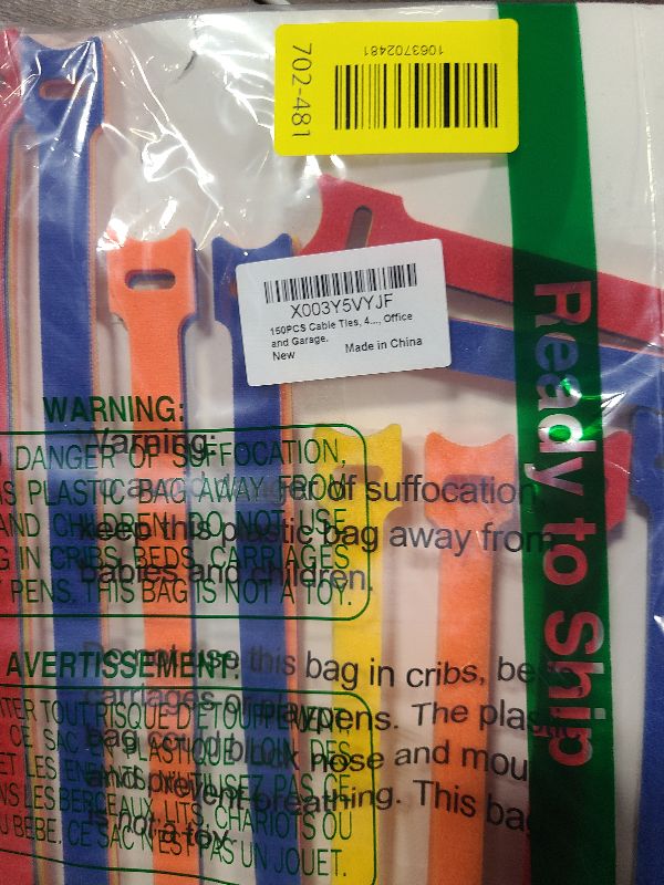 Photo 1 of 150PCS Cable Ties, 4+6+8+10 inch Multi-Colour Straps for Cable Management, Adjustable Fastening Cord Wraps, Multi-Purpose Reusable Hook and Loop for Home, Office and Garage