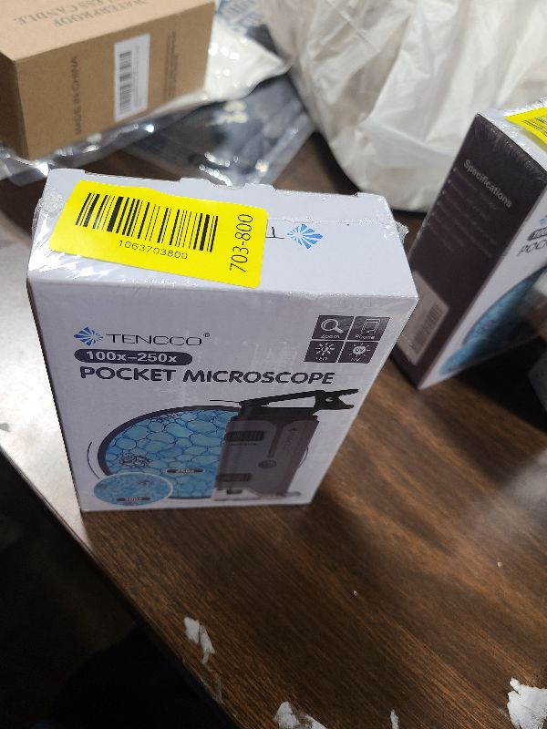 Photo 1 of 100x-250x Pocket Microscope for Kids Adults, Protable Handheld Miniscope, Mini Microscope Kit for Kids Adults Home School Lab Biology Science Education, Grey