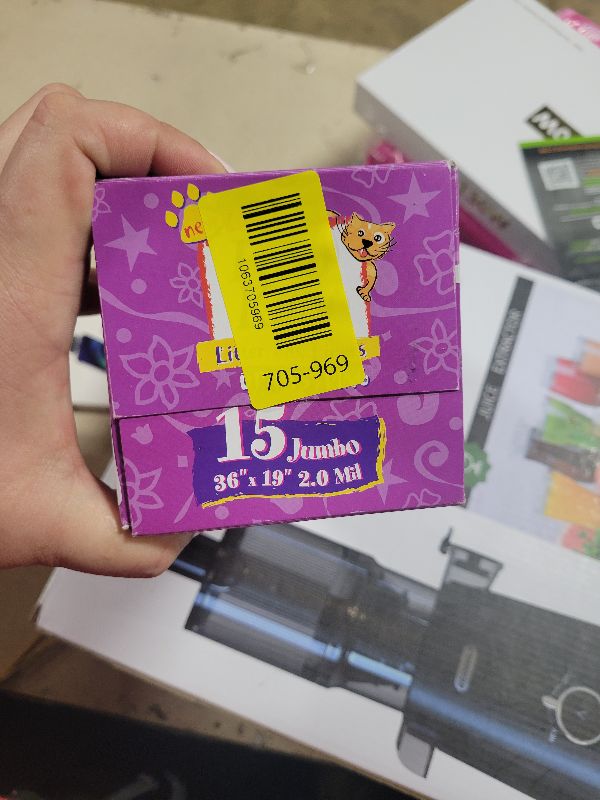 Photo 1 of 15 Count Fresh Kitty Litter Box Liners Super Thick, Durable, Easy Clean Up Jumbo Drawstring Scented Litter Pan Box Liners, Bags for Pet Cats