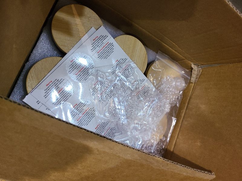 Photo 1 of 18-Pack 4oz Embossed Glass Candle Container with Bamboo Lids and Labels, Amber Candle Jars for Making Candles, Sun Moon Star Design