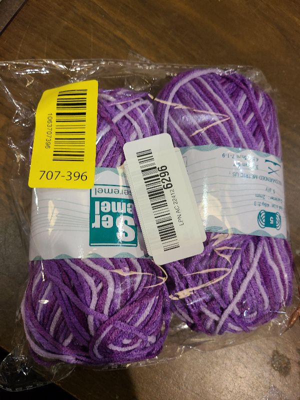 Photo 1 of 2 Pcs 2*48g/2*142yards Rainbow Crochet/Knitting Yarn, Multicolor Variegated 100% Acrylic, Soft Yarn for Crocheting Blanket and Handicraft Projects (Purple White)