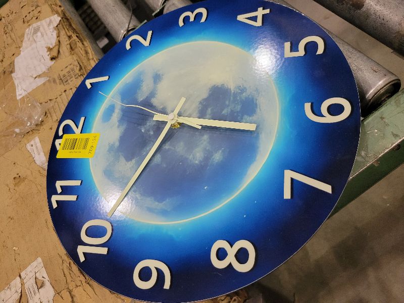 Photo 1 of 14 Inch Lighted Wall Clocks Battery Operated Blue Glow in The Dark Wall Clock for Kids Bedroom Silent Wall Clock Decorative