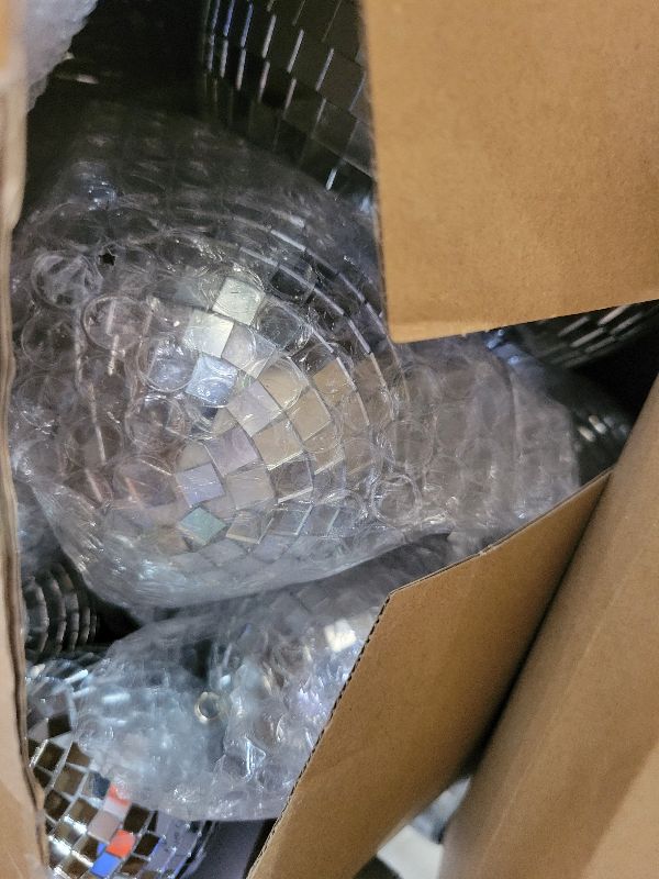 Photo 1 of 17 Pcs Disco Ball Decor: Mini Large Assorted Size Hanging Mirror Disco Ball Sets - Silver Party Ornaments for Stage Club Prom Props 70s Weddings Dance Music Birthday(12, 8, 6, 4, 3.2 Inch)