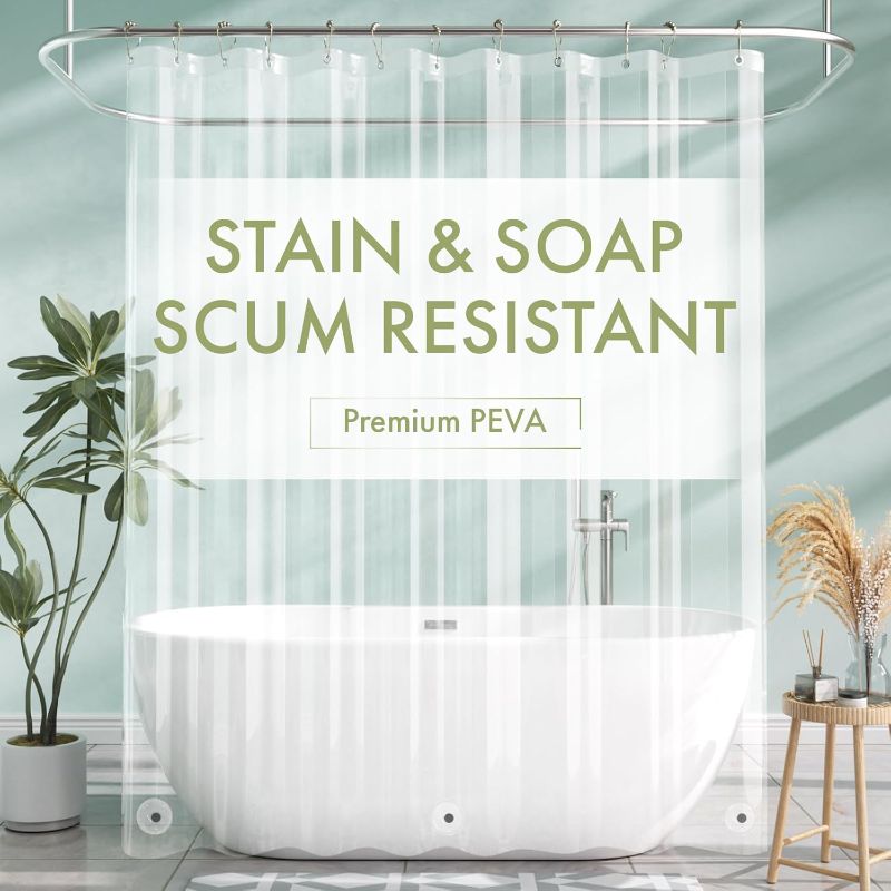 Photo 1 of **MSRP 10.99** AmazerBath Extra Long Shower Curtain Liner, Clear, 84 Inches Long, 72x84 Plastic Curtain Liner, Cute PEVA Tall Shower Liner for Bathroom with 3 Magnets