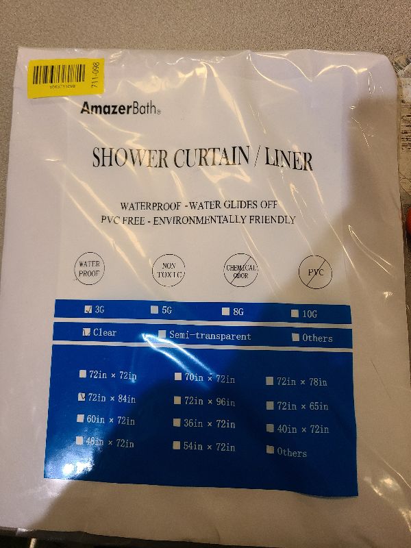 Photo 1 of **MSRP 10.99** AmazerBath Extra Long Shower Curtain Liner, Clear, 84 Inches Long, 72x84 Plastic Curtain Liner, Cute PEVA Tall Shower Liner for Bathroom with 3 Magnets