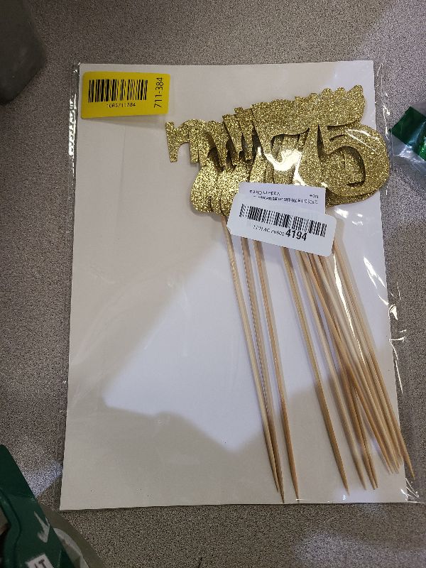 Photo 1 of 12 PCS Glitter Number 75 Centerpiece Sticks 75th Birthday Cake Toppers Seventy Five Table Flower Topper Decorations for 75th Birthday Anniversary Party Centerpiece Supplies Gold