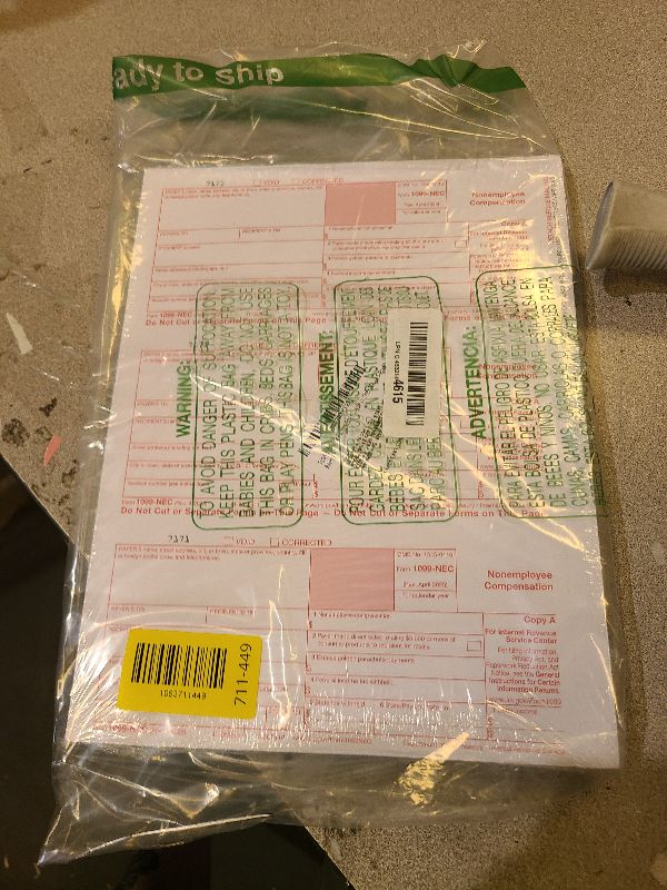 Photo 1 of 1099 NEC Tax Forms 2025 with Envelopes, 4 Part 15 Pack Tax Forms Kit and 15 Self-Seal Envelopes –Great for QuickBooks and Accounting Software, Value Pack for Business - Made in The USA - 15-Pack