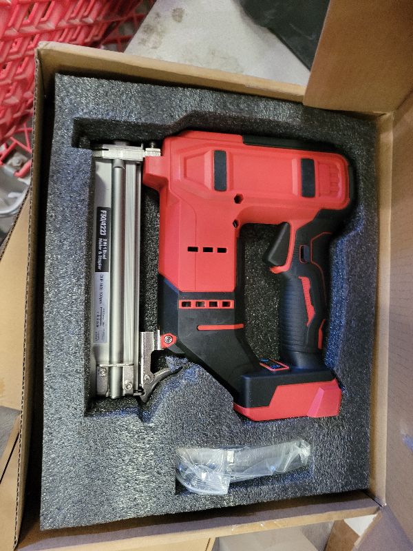 Photo 1 of 2-in-1 Cordless 18GA Brad Nailer & Crown Stapler – Compatible with Milwaukee 18V Battery (No Battery) – Nail Gun/Staple Gun Battery Powered with 1200 Nails/Staples for Woodworking, DIY and Upholstery