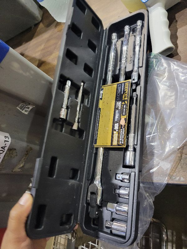 Photo 1 of 10 Piece Breaker Bar Set, 3/8" , 1/2" and 1/4" Drive, 180° Rotatable Head, 6'', 10'', 15'' Length, 3 Extension Bars, Organizer Case