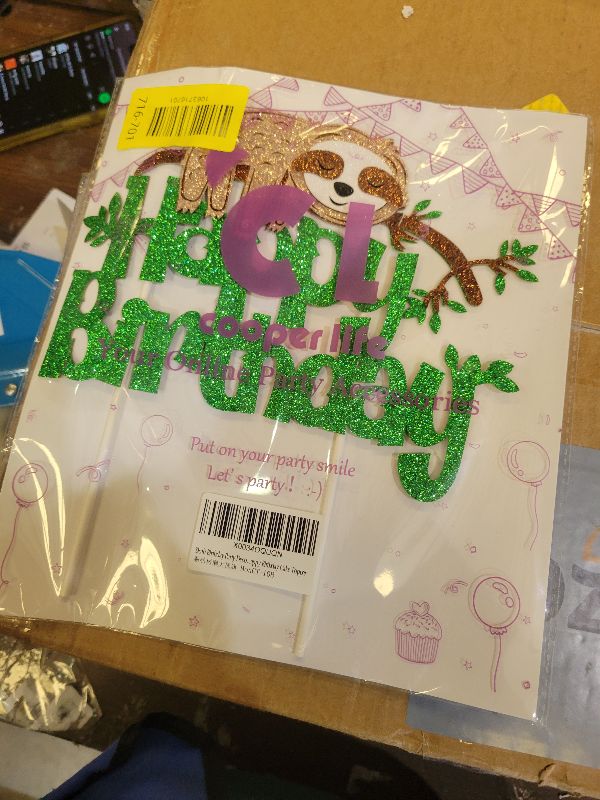 Photo 1 of 1pcs Happy Birthday Sloth Party Decoration Sloth Cake Topper Animal Theme Cake Topper for Sloth Theme Birthday Party Supplies Baby Shower Favor