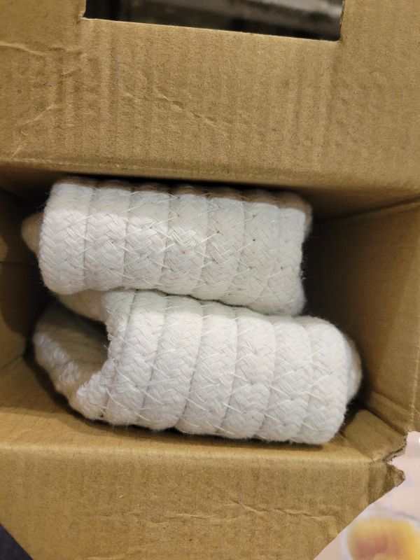 Photo 1 of 2 Pack Small Woven Basket with Gift Bags and Ribbons, Empty Decorative Gift Chest Box, Cute Baby Gift Basket for Nursery, Cotton Rope Room Shelf Storage Basket with Handles, All 12"x 8"x 5",White