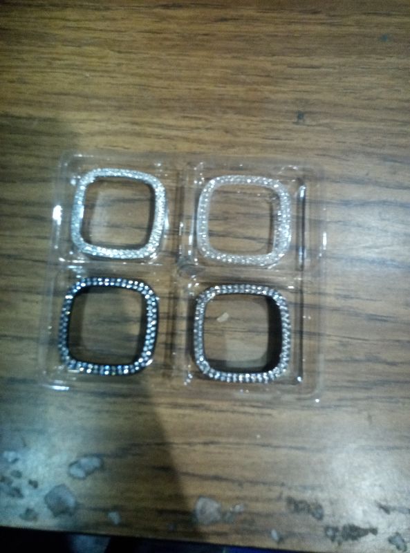 Photo 1 of [Double Diamonds] SINGEAR Bling Protector Case Compatible for Fitbit Versa 3/ Sense, Shiny Crystal Rhinestone Bumper Frame for Women Smart Watch (4 Pack, Clear+Black+Silver+Gun Black)