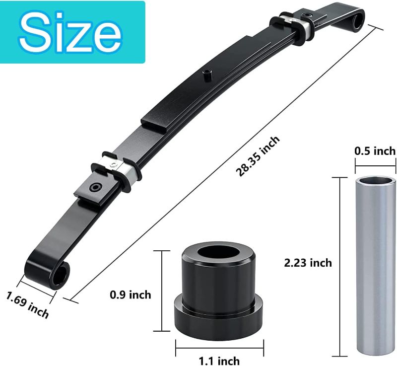 Photo 1 of 10L0L Heavy Duty Golf Cart Rear Leaf Spring Kit - 4-leaf Spring with Bushings & Sleeves for EZGO TXT Golf Cart 1995-2013