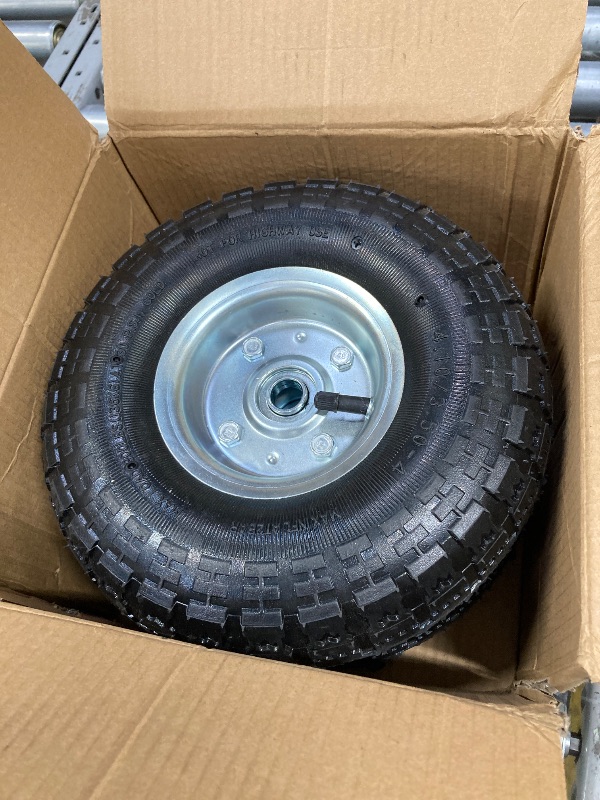 Photo 1 of (2 Pack) RRQ 10 Inch Pneumatic Wheel 4.10/3.50-4 Tire, 10" Pneumatic Wheels with 5/8" Bearings,2.2" Offset Hub for Garden Cart, Hand Truck, Lawn Cart, Mower