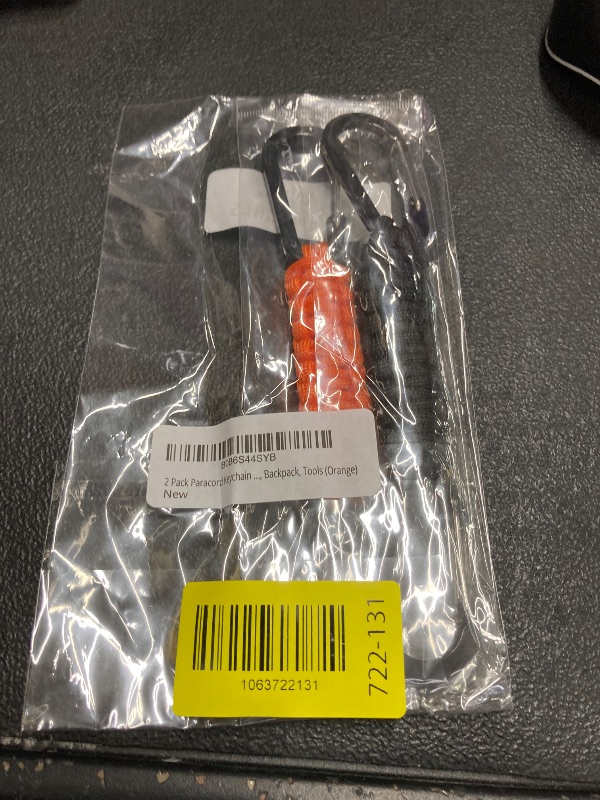 Photo 1 of 2 Pack Paracord Keychain Carabiner Clips, Heavy Duty Lanyard Hanger with Double Hooks for Stroller Holder, Bottle, Keys, Backpack, Tools (Orange)
