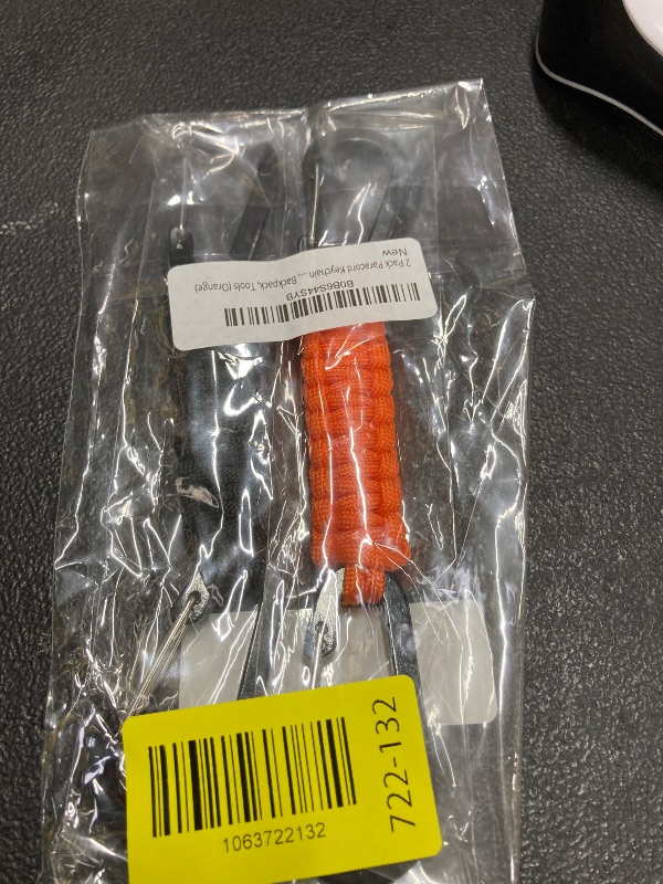 Photo 1 of 2 Pack Paracord Keychain Carabiner Clips, Heavy Duty Lanyard Hanger with Double Hooks for Stroller Holder, Bottle, Keys, Backpack, Tools (Orange)