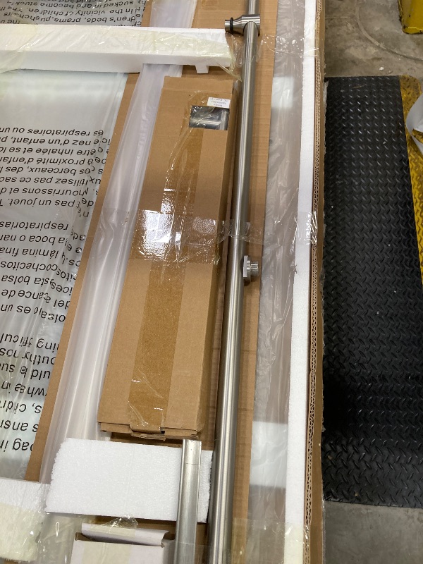 Photo 1 of ***Missing hardware and the shower rod is cut into smaller size***KPUY Frameless Shower Door, 56-60" W x 76" H Sliding Glass Shower Door, 1/4" (6mm) Thick Tempered Clear Glass with Explosion-Proof Film Nano Coating, Stainless Steel Hardware, Brushed Gold*