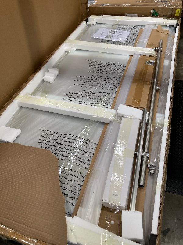 Photo 1 of ***Missing hardware and the shower rod is cut into smaller size***KPUY Frameless Shower Door, 56-60" W x 76" H Sliding Glass Shower Door, 1/4" (6mm) Thick Tempered Clear Glass with Explosion-Proof Film Nano Coating, Stainless Steel Hardware, Brushed Gold*