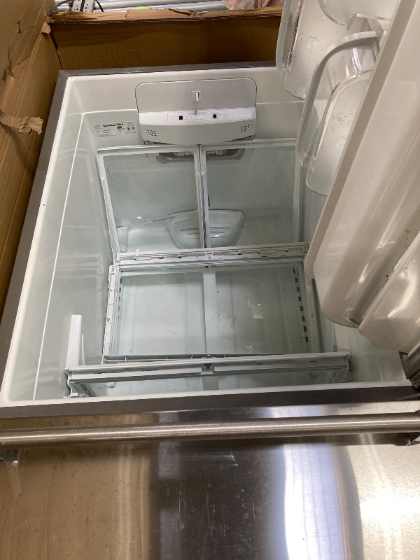 Photo 1 of **the smell is not good, need to clean**Kenmore 33 in. 20.4 cu. ft Capacity Refrigerator/Freezer with Full-Width Adjustable Glass Shelving, Humidity Control Crispers, Ice Maker, ENERGY STAR Certified, Fingerprint Resistant Stainless Steel