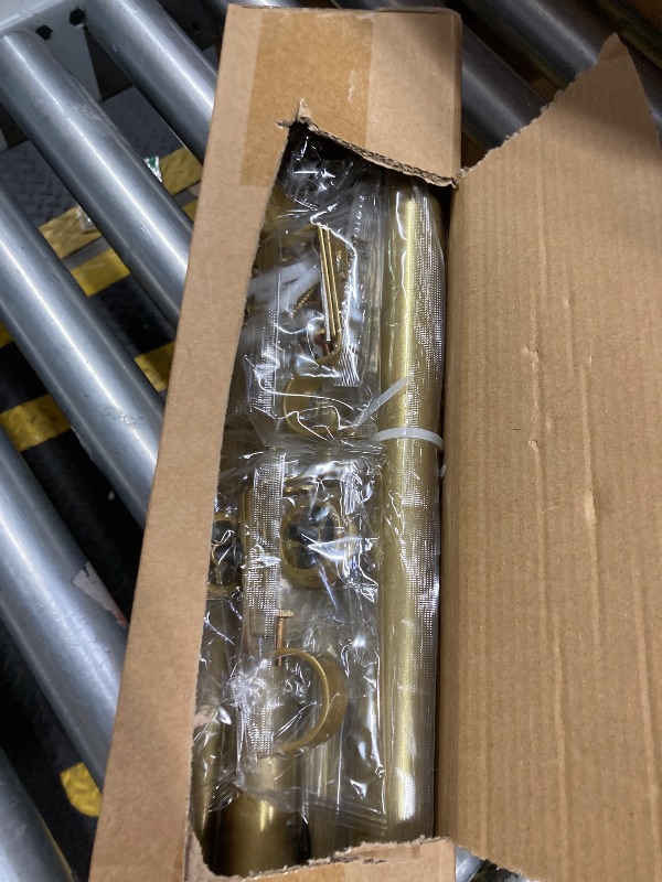 Photo 1 of "Gold Wrap Around Industrial Curtain Rod, 66-120 Inches Adjustable, 1-Inch Diameter, Indoor and Outdoor Use"