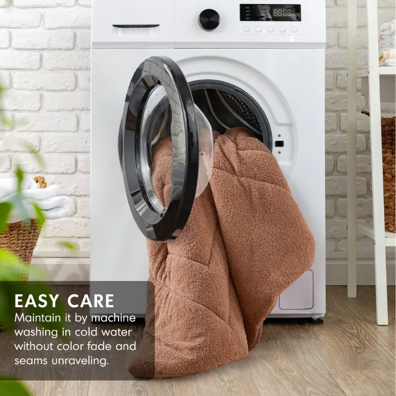 Photo 1 of Comforter Bed Set with Pillow Shams, Brown soft