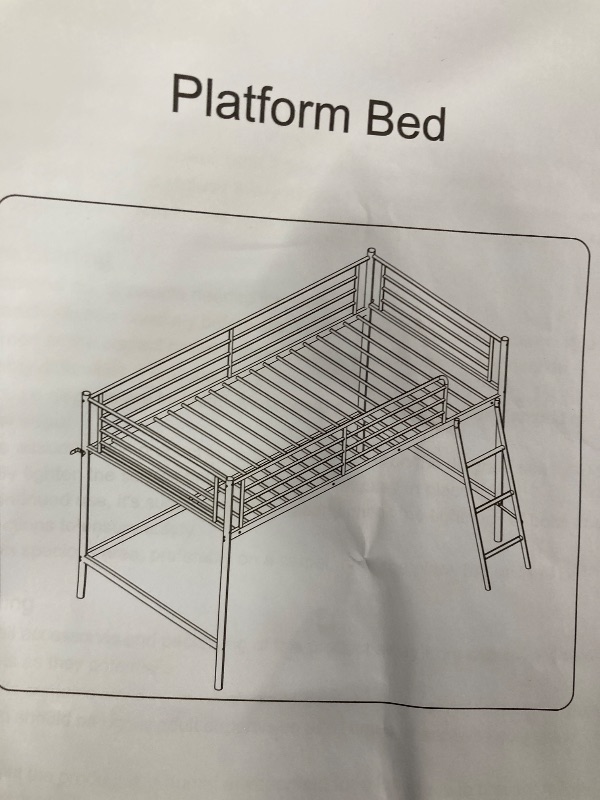 Photo 1 of Loft Bed with Inclined Ladder, Metal Twin Size Bed Frame (pink)