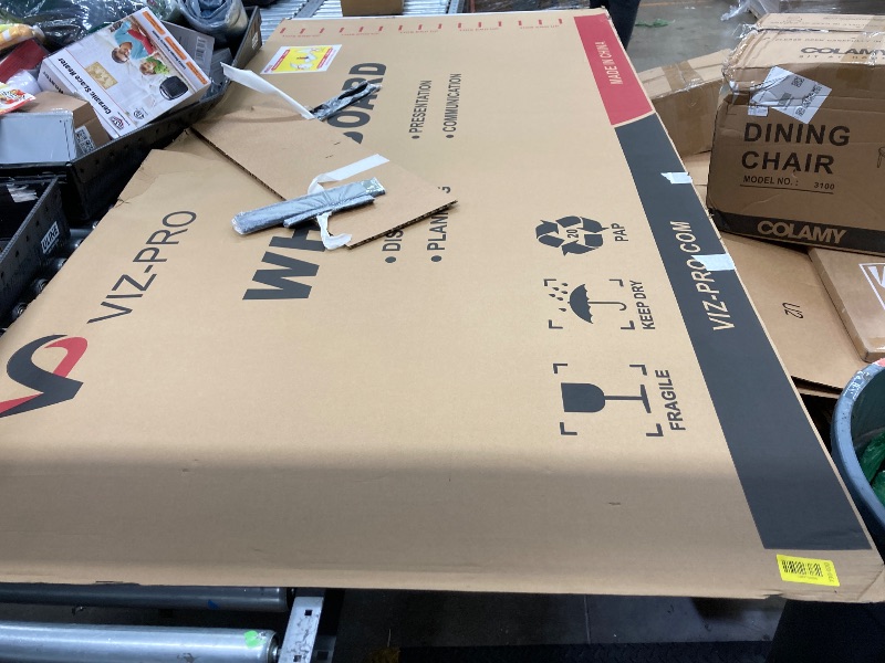 Photo 1 of ***(DAMAGE -SELLING AS IS)*** 
VIZ-PRO Dry Erase Board/Whiteboard, 96 x 48 Inches, Wall Mounted Board for School Office and Home 8' x 4'