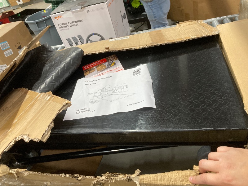 Photo 1 of 1100lbs Hydraulic Lift Table Cart, 34" Lifting Height, Manual Single Scissor Lift Table with 4 Wheels and Non-Slip Pad, Hydraulic Scissor Cart for Material Handling, Black