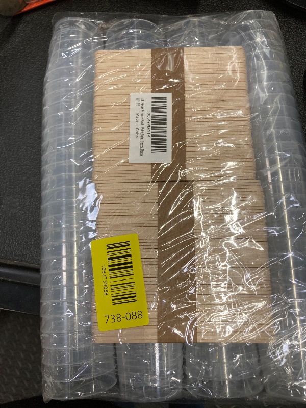 Photo 1 of 100 Pieces 2 Ounce Plastic Graduated Cups 60 ml Transparent Scale Cups with 100 Pieces Wooden Stirring Sticks for Mixing Paint, Stain, Epoxy, Resin