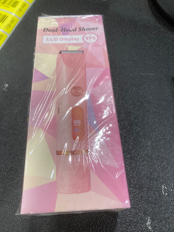 Photo 1 of 2 in 1 Bikini Trimmer for Women, Dual Head Electric Shaver with LED Display, IPX7 Waterproof Body Pubic Hair Trimmer Rechargeable Womens Electric Razor for Armpit Leg Body Facial Wet & Dry Use