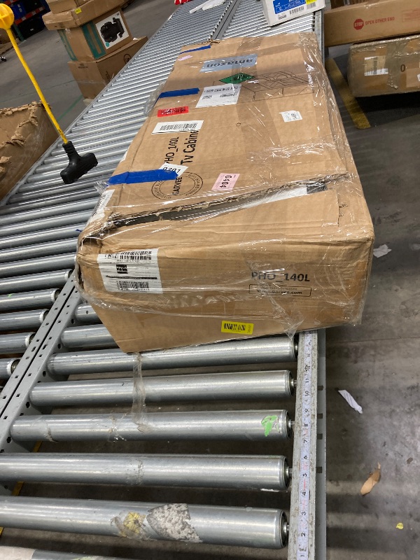 Photo 1 of ****It's used, it's missing a part, and it's not known if it works 100%.**** Corner TV Stand for TVs Up to 55 in with Power Outlet, Farmhouse Corner TV Cabinet with Storage Cabinets Shelves, Modern Entertainment Center, Wood TV Media Console for Living Ro