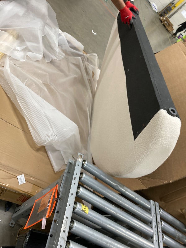 Photo 1 of **It's used, it's missing a part, and it's not known if it works 100%.****DG Casa Boucle Cloud Bed Frame with Arch Shaped Headboard, Upholstered in Soft Fabric, Platform Bed Frame with Solid Wood Legs - Boho or Modern Style - No Box Spring Needed - Twin S