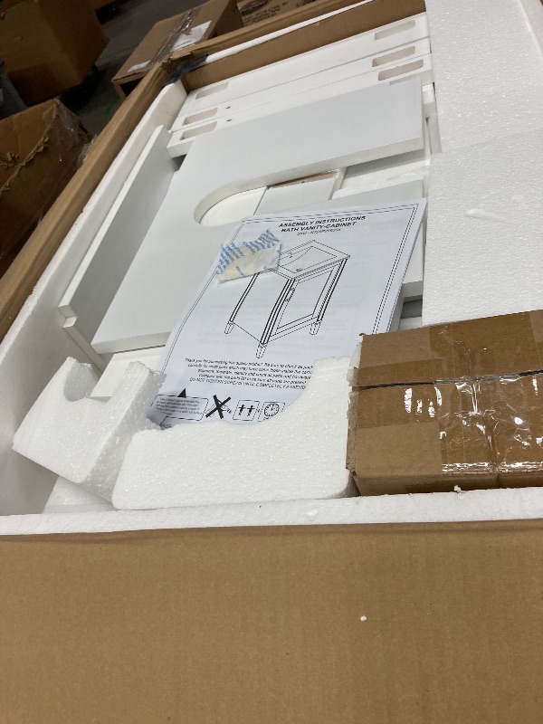 Photo 1 of ***It's used, it's missing a part, and it's not known if it works 100%.*** 20" Bathroom Vanity with Ceramic Sink, Soft Close Door, Adjustable U-Shaped Shelf, Door Storage Rack, White Modern Freestanding Storage Cabinet for Small Bathrooms