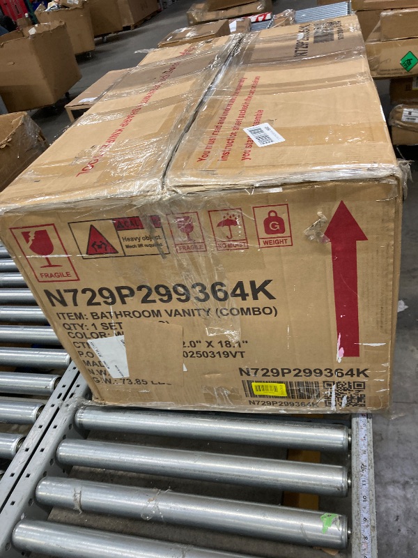 Photo 1 of ***It's used, it's missing a part, and it's not known if it works 100%.*** 20" Bathroom Vanity with Ceramic Sink, Soft Close Door, Adjustable U-Shaped Shelf, Door Storage Rack, White Modern Freestanding Storage Cabinet for Small Bathrooms