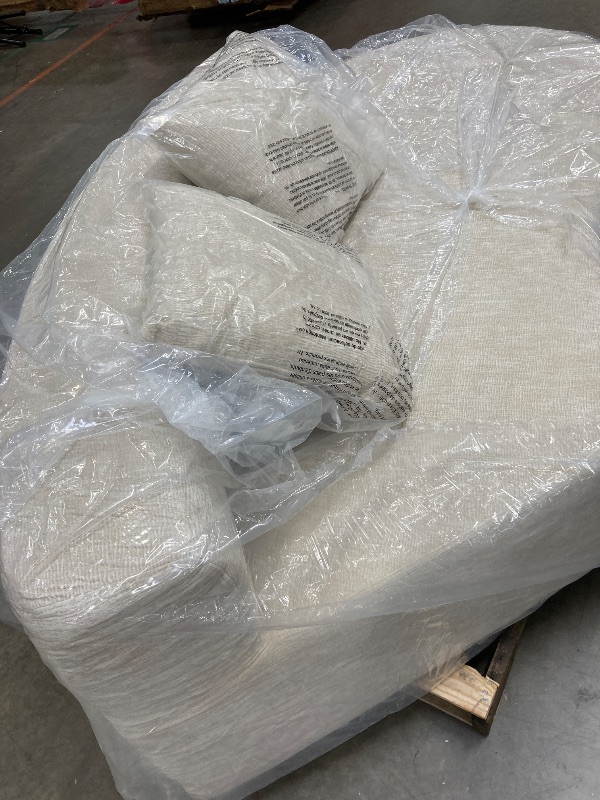 Photo 1 of ***(PARTS ONLY SELLING AS IS )*** Jennifer Taylor Home Mallory 134.5" Sofa-in-a-Box RAF Curved Sectional Sofa, Porcelain Light Beige Chenille