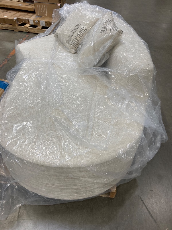 Photo 1 of ***(PARTS ONLY SELLING AS IS )*** Jennifer Taylor Home Mallory 134.5" Sofa-in-a-Box RAF Curved Sectional Sofa, Porcelain Light Beige Chenille