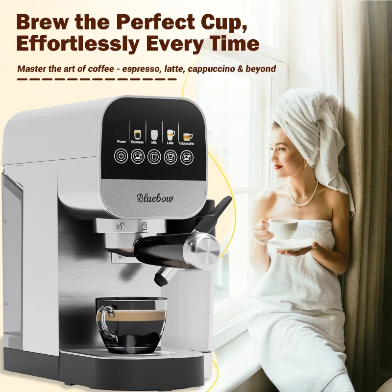 Photo 1 of ***MILK FROTHER IS MISSING***Bluebow Espresso Coffee Machine, 20 Bar Cappuccino & Latte Maker with Auto Milk Frother, Compact Design with Cup Warmer,Stainless Steel***MILK FROTHER IS MISSING***