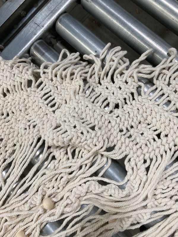 Photo 1 of ***ONE PANEL ONLY*** Boho Macrame SINGLE PANEL Curtain for Windows, Beaded Bohemian Curtain for Bedroom Living Room Decor, 84 Inches Long, Cream White