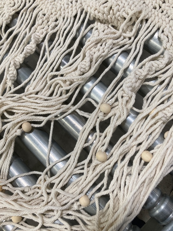 Photo 1 of ***ONE PANEL ONLY*** Boho Macrame SINGLE PANEL Curtain for Windows, Beaded Bohemian Curtain for Bedroom Living Room Decor, 84 Inches Long, Cream White