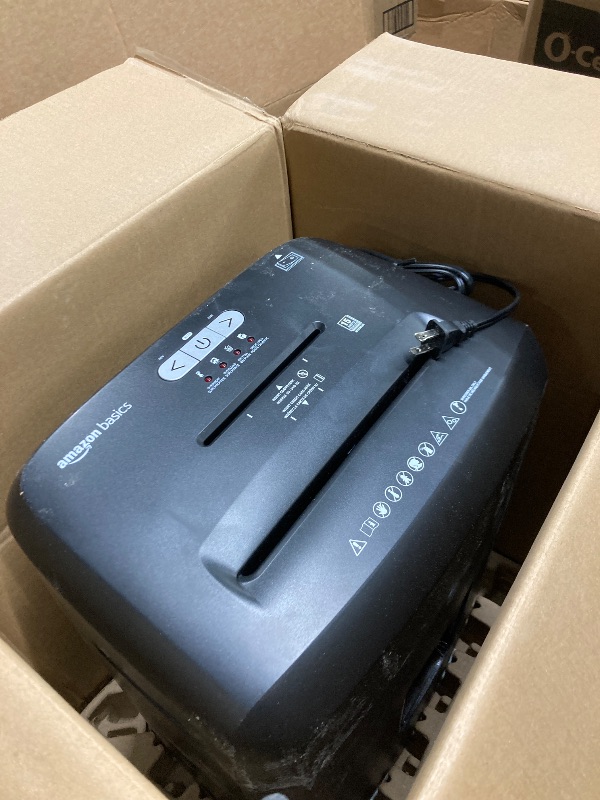 Photo 1 of *PARTS ONLY* Amazon Basics Paper Shredder for Home and Office, New Model 15-Sheet Cross Cut, CD/Credit Card Shredder, 6 Gallon Wastebasket, Black