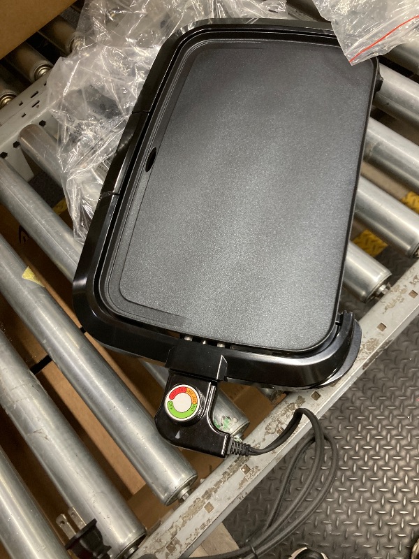 Photo 1 of *Leg broken* Casualife Electric Griddle with Removable Grease Guard, Adjustable Temp Control, Non-Stick Griddle, 12" x 18", Black