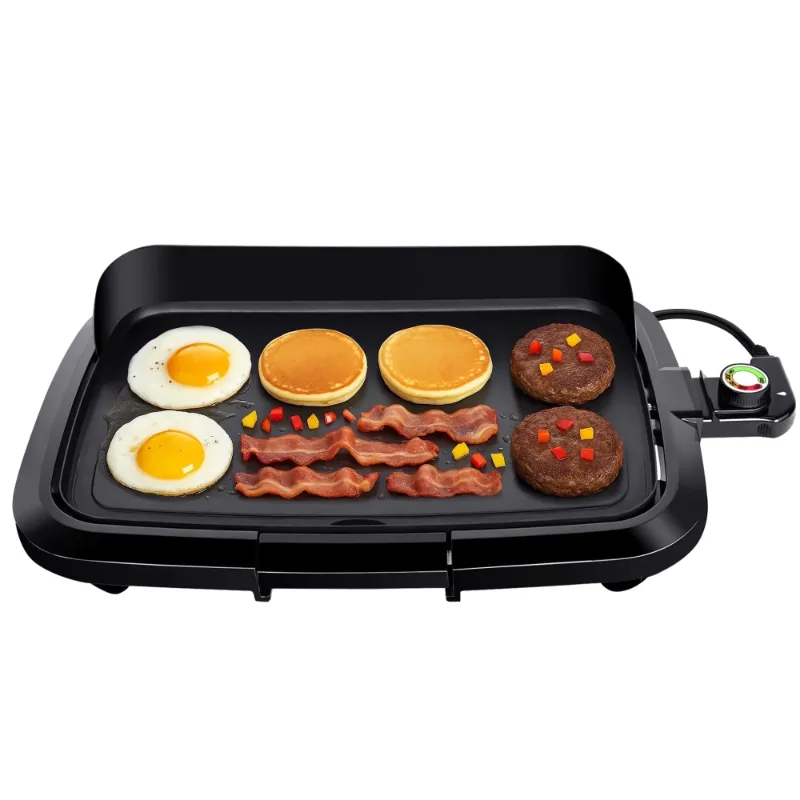 Photo 1 of *Leg broken* Casualife Electric Griddle with Removable Grease Guard, Adjustable Temp Control, Non-Stick Griddle, 12" x 18", Black