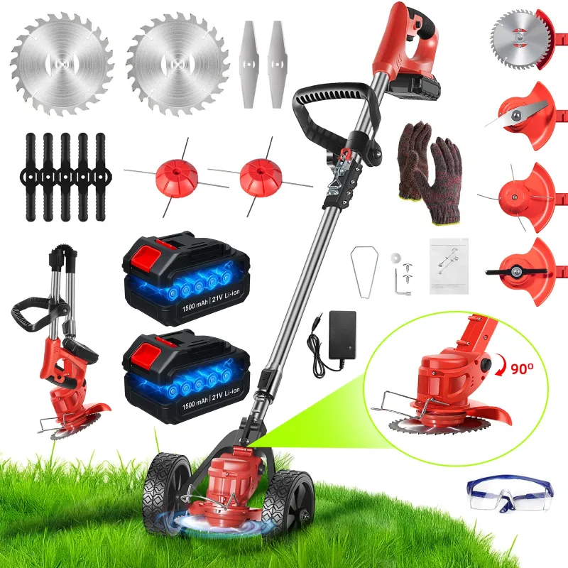 Photo 1 of *NO BATTERYS* KingFurt Foldable Brush Cutter Cordless Weed Wacker Electric Weed Eater with 2 Batteries for Lawn Garden Yard
