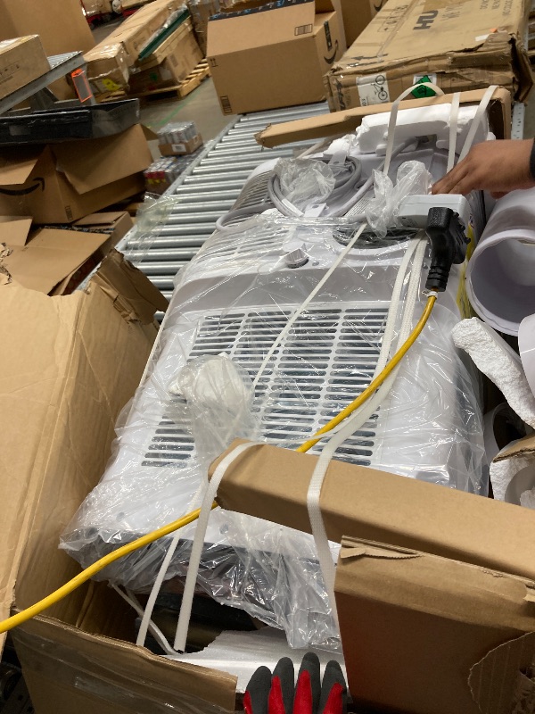 Photo 1 of *PARTS ONLY* Damaged* Vossfamul Portable Air Conditioner 14000 BTUs - 3-in-1 Cooling Unit for 750 Sq. Ft with 90Pints/Day Dehumidifier, 50dB Ultra Quiet, Self-Evaporative & Window Kit, 24H Timer,(Black Top Cover)