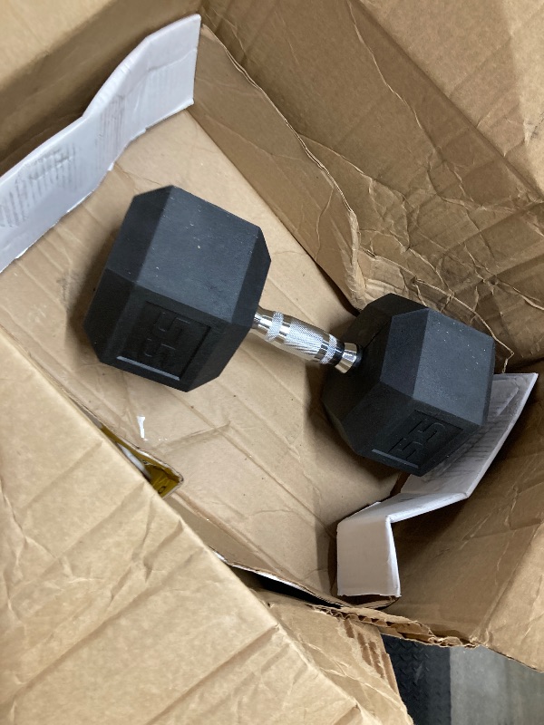 Photo 1 of *HEAVY* CAP Barbell 55 LB Rubber Coated Hex Dumbbell Hand Weight - Single | Chrome Handle