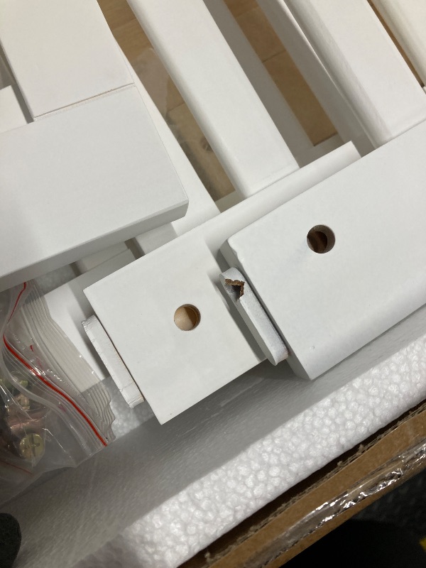 Photo 1 of *Chipped* i-POOK Full Size Floor Bed for Children, Solid Wood Montessori Bed Frame with Fence & Door Montessori Floor Bed with Safety Guardrails for Girls and Boys, White (with Bed Slats)