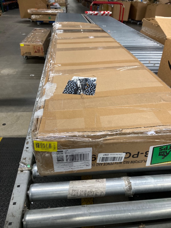 Photo 1 of *Chipped* i-POOK Full Size Floor Bed for Children, Solid Wood Montessori Bed Frame with Fence & Door Montessori Floor Bed with Safety Guardrails for Girls and Boys, White (with Bed Slats)