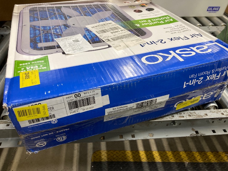 Photo 1 of *Handle Broken* Lasko Air Flex 20" 3-Speed 2-in-1 Box Fan and Air Purifier in One, White, FF305