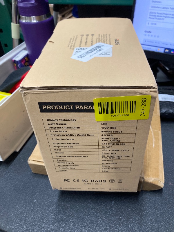 Photo 1 of [Electric Focus] Projector with WiFi and Bluetooth, 1080P Outdoor Projector with Carry Bag, Portable Movie Projector with Zoom, 4K Supported Home Theater Projector UP to 300" for Phone/TV Stick/PC